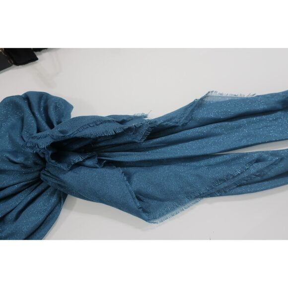 Teal Shimmer Pretied Headscarf Bandana with Velvet Grip - Picture 3 of 4